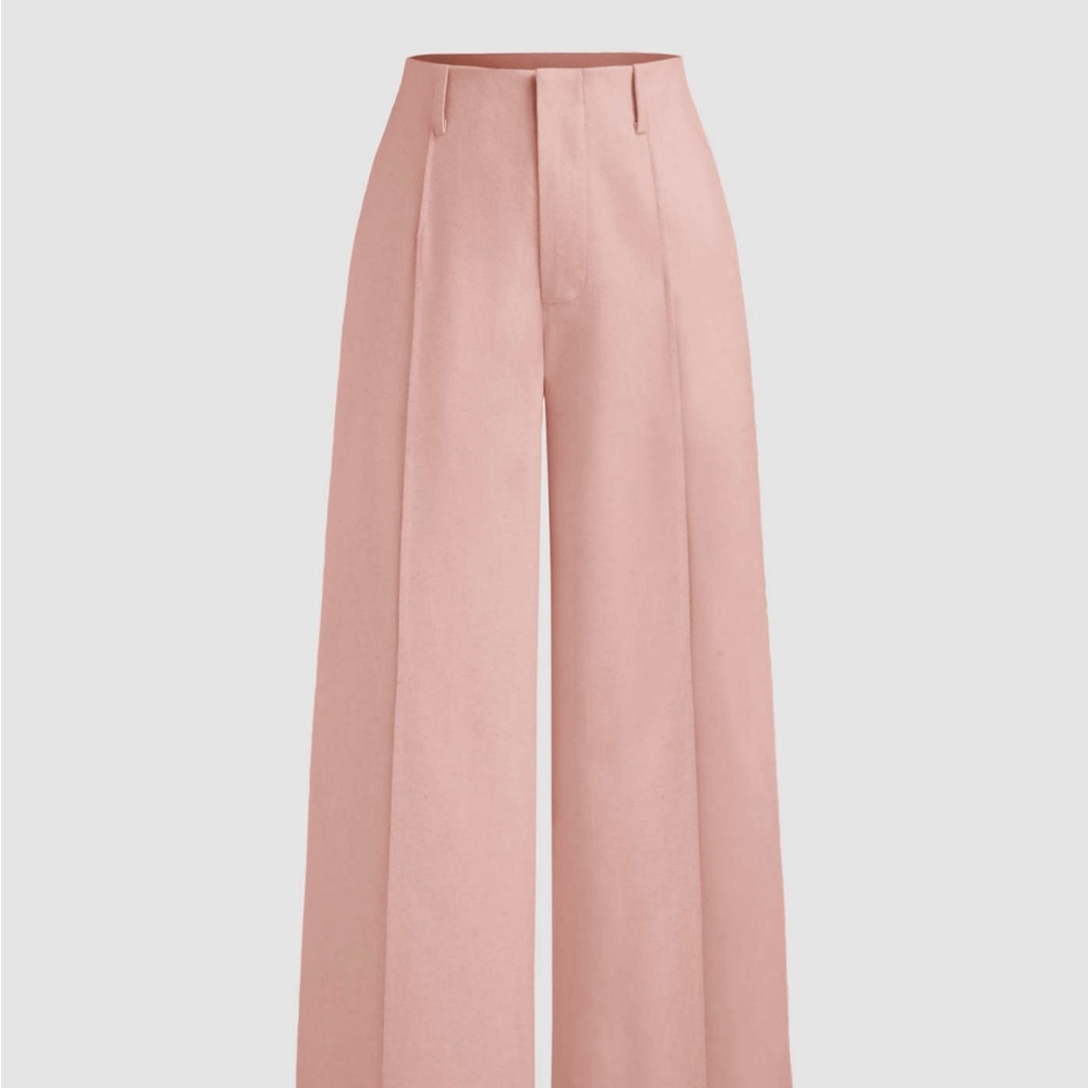NWT: Wide-leg, high-rise linen trousers / pants. 1X Blush/pink.